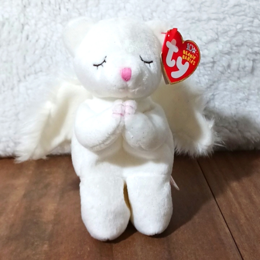 "BLESSED" ty beanie baby Angel 10/11/2002 tag errors. 10 year edition.